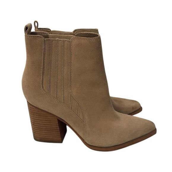 Mark Fisher Womens Tan Suede Ankle Boots Women’s 8.5 Block Heel Western Boho - Picture 6 of 12